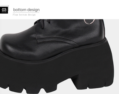 Angelic imprint~Gothic Lolita Black Leather Platform Shoes   