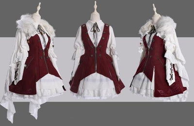 (Buy for me) Wuyuzhe~Tale Bringer's DRAGOON~Gothic Lolita Fur Collar and Cloak free size white fur collar cloak 