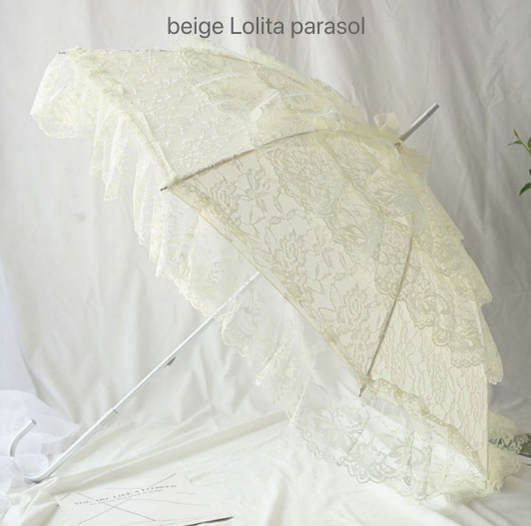 Sweet Lolita Princess Dreamy Lace Lolita Parasol Multicolors beige white Lolita parasol  