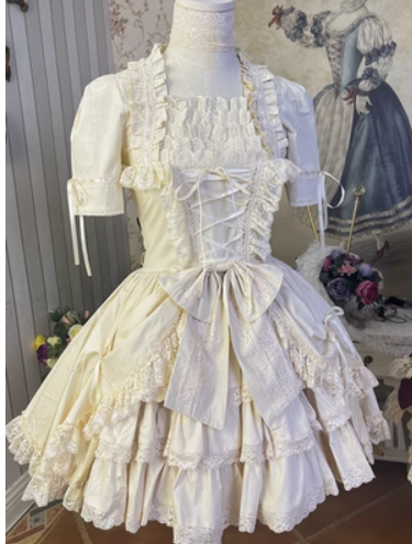 Lace Garden~Miss Rella~Vintage Retro Lolita OP Dress ivory XS 