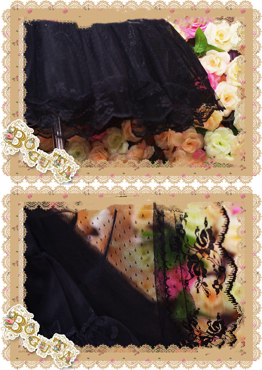 Boguta~A-line Casual Lolita Pure Cotton Lace three-layers Petticoat   