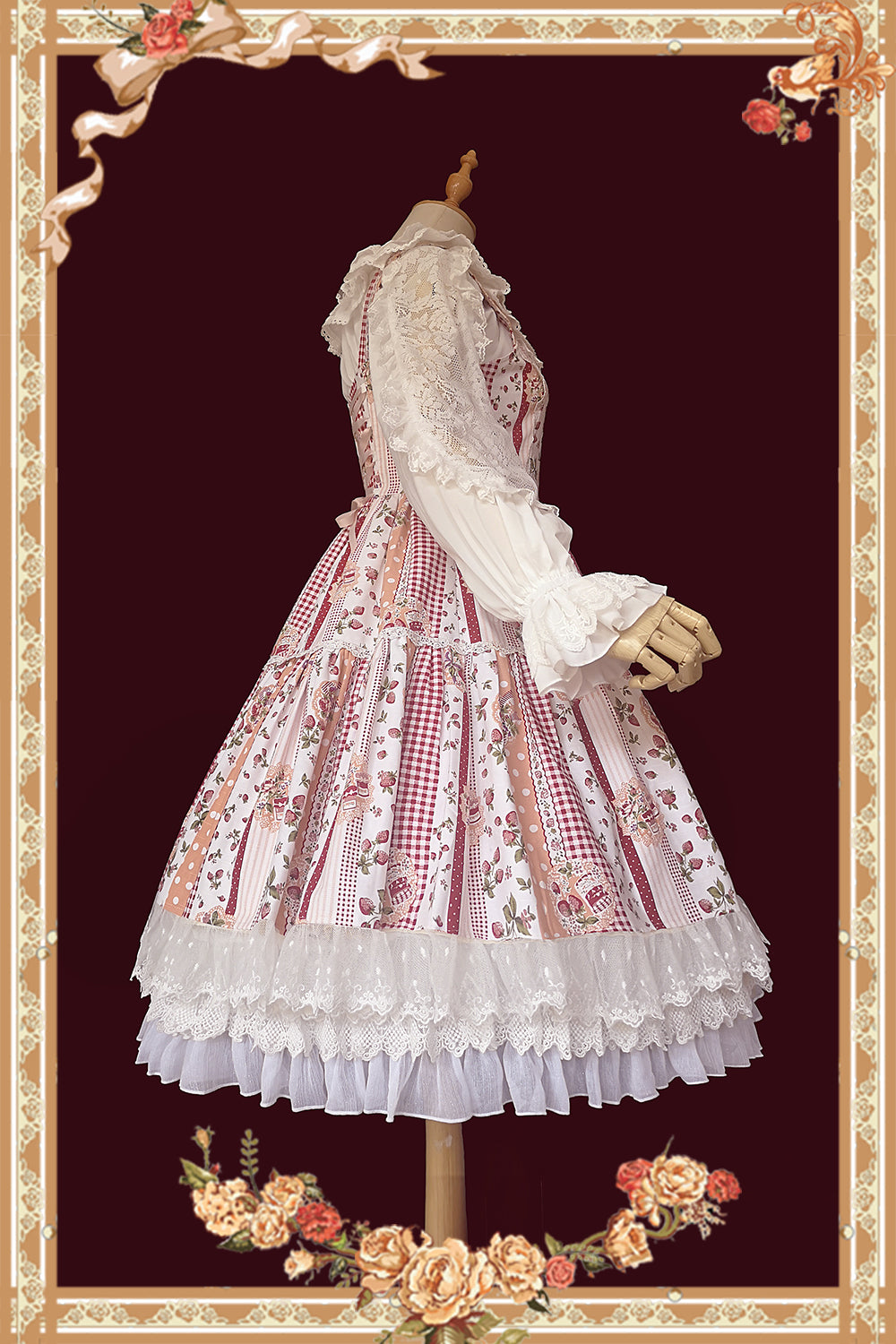 Infanta~Strawberry Plaid~Sweet Lolita JSK Dress   