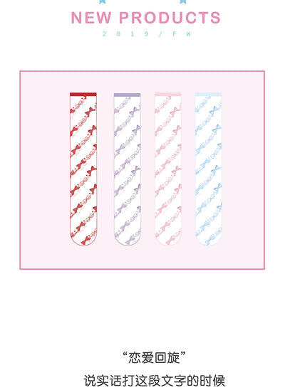 Roji roji~Sweet Bow Lolita Knee Stockings Multicolors   