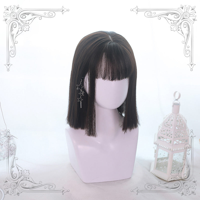 Dalao Home~Hot Sale 35cm Short Straight Lolita Wig free size brown black（04-18） 