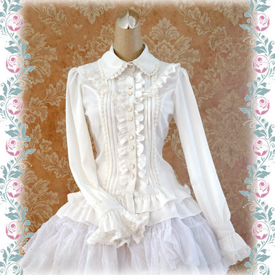 Strawberry Witch~Elegant Corset Lacing Lolita Blouse S white 