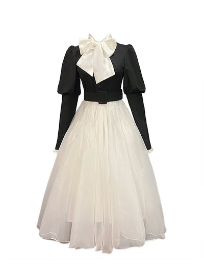 Beleganty~Miss Winter~ Retro Elegant Lolita OP Dress S black top with white skirt hemline 