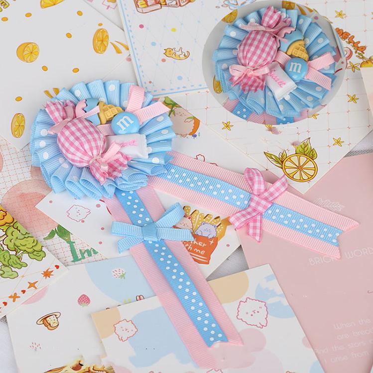 (Buyforme)Manmeng~Pink and Blue Sweet Lolita Bow Headwear blue polka dot and sweet cone (polka dot and sweet cone)  