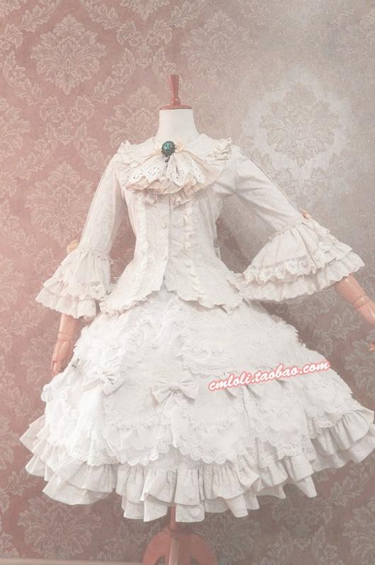 Strawberry Witch - Flower Wedding Lolita Pure White Romantic Full Set S white