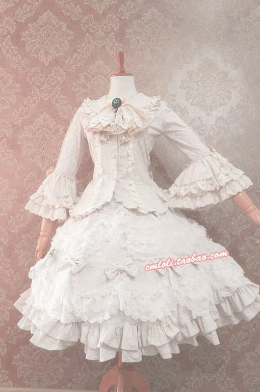 Strawberry Witch~Flower Wedding Lolita Pure White Romantic Full Set S white 