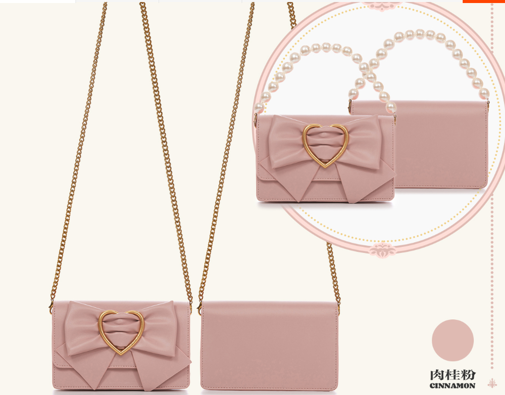 BerryQ~Pearl Chain Crossbody Lolita Handbag Cinnamon  