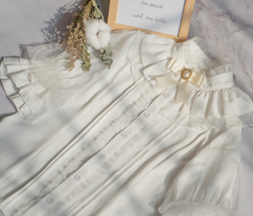 Kencrlo - Dim Moonlight - Classic Lolita Chiffon Yarn Inner Blouse S short sleeve white blouse