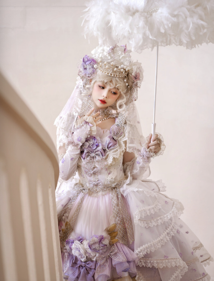 Multicolors Feather Lace Wedding Lolita Parasol   