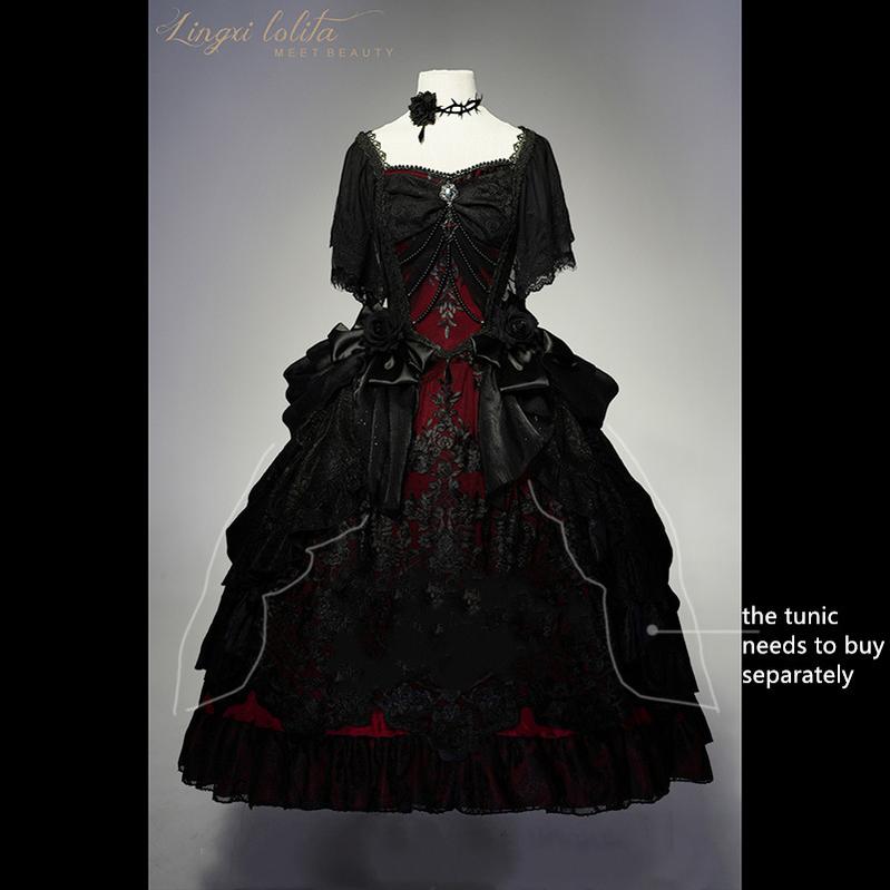 (Buyforme)Lingxi Lolita~Nightmare Lilith~Gorgeous Gothic Lolita OP S Nightmare Lilith OP 
