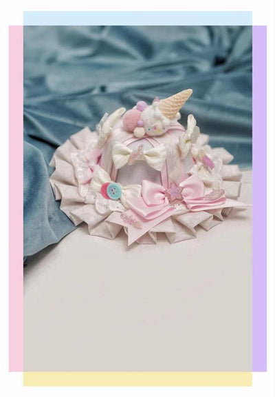 (Buyforme)Moonlight Tavern~Dessert Unicorn Sweet Lolita Accessories ivory handmade hat free size 