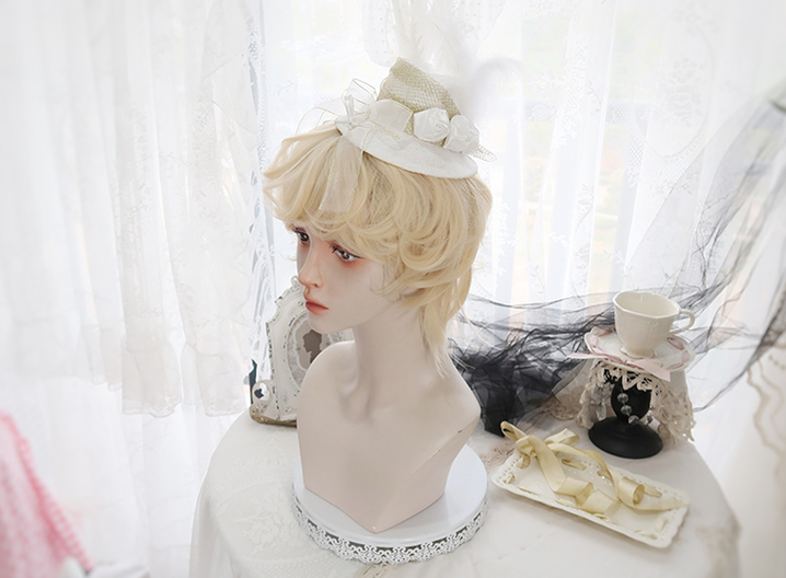Pippi Palace - Lolita Short Curly Wig Pale Gold Air Bangs