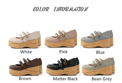 (Buyforme)MODO~Pointed Toes Thick-Soled Wood Grain Shoes   