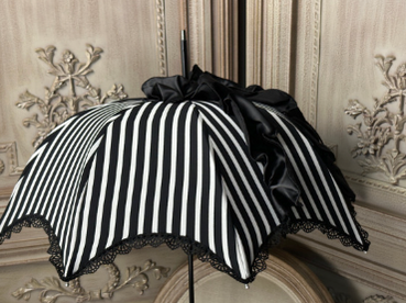 Vintage Victorian Wedding Black and White Stripes Lolita Parasol   