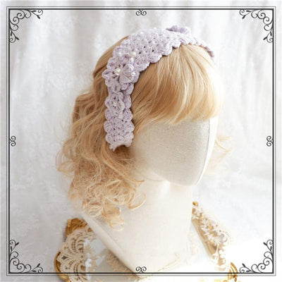 Fox Cherry~Purple Green Country Lolita Knitting Flower Hairband   