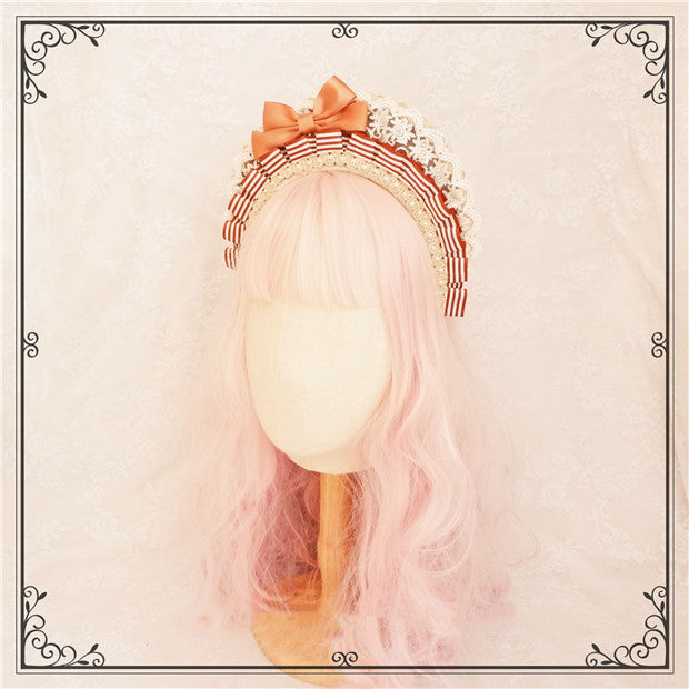 Foxcherry-Sweet Lolita Striped Maid Headdress Multicolors   
