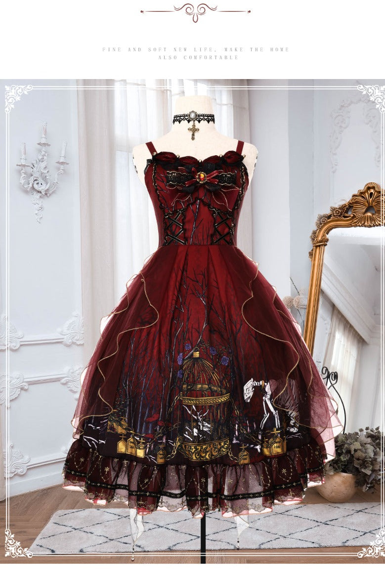YingLuoFu Decay Forest Gothic Lolita Jumper Dress   
