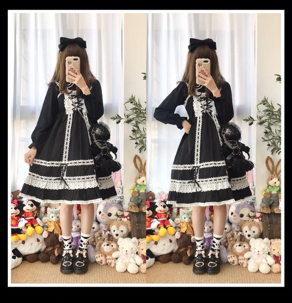 Blood Supply～Gothic Lolita Dark-themed Black Bear Bag   