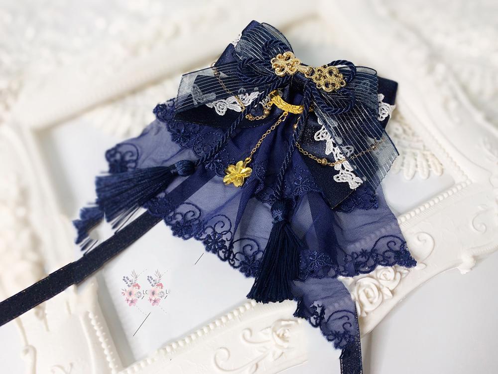 QianYe - Qi Lolita Tassel Hairclip Headdress a piece of navy hairpin