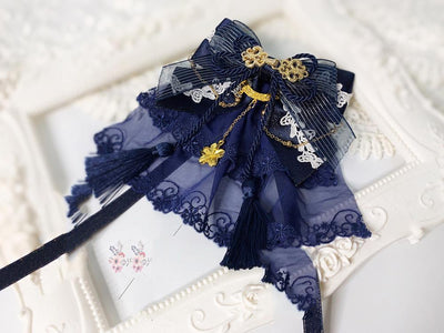 (Buy for me)QianYe~Qi Lolita Tassel Hairclip Headdress a piece of navy hairpin  