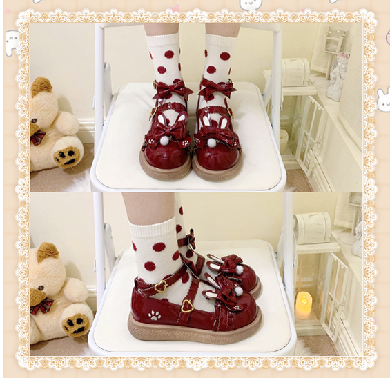 (Buyforme)Milk Bunny~Japanese Round Toe Cute Lolita Leather Shoes   
