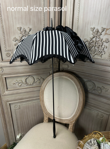 Vintage Victorian Wedding Black and White Stripes Lolita Parasol black+white stripes parasol (normal-size)  
