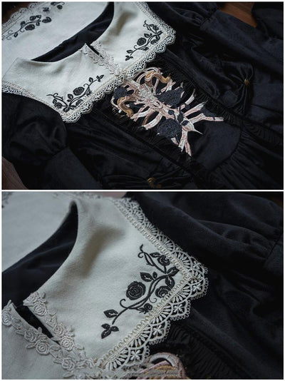 (Buyforme) Lingxi Lolita~Darkness Devil Gothic Embroidery Lolita OP   