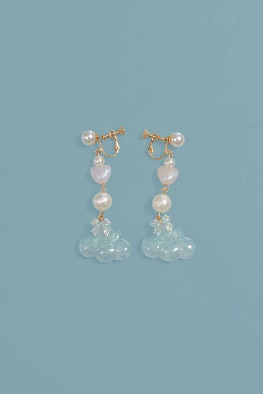 (Buyforme)Moonlight Tavern~Dessert Unicorn Sweet Lolita Accessories clouds handmade green earrings free size 