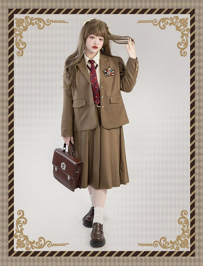 HardCandy~Royal College Vintage Plus Size Lolita  JK Suit XL golden brown jacket 