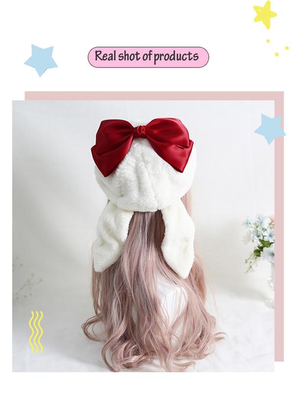 Xiaogui~J-Fashion Rabbit Ear Bow Warm Hat Multicolors   