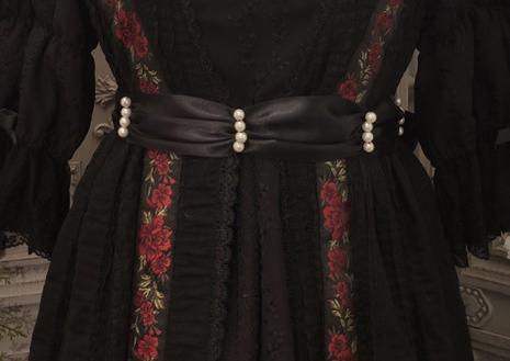 Miss Point~The Sally Gardens~Multicolors Ribbon Lolita Sash black ribbon beaded sash  