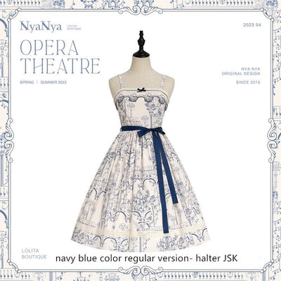 (Buyforme)NyaNya~Opera Theater Retro and Elegant Lolita JSK Set free size halter version JSK - navy blue (regular version) 
