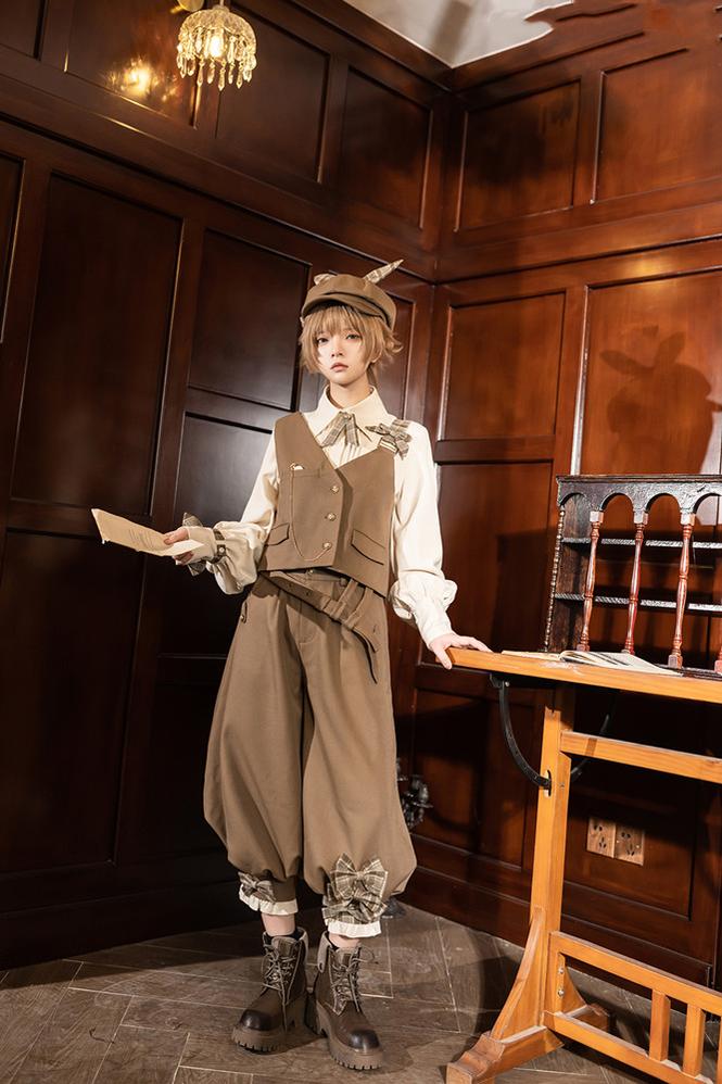 Princess Chronicles - Secret Morning Post - Coffee Retro Ouji Lolita Vest Set 6744:73678
