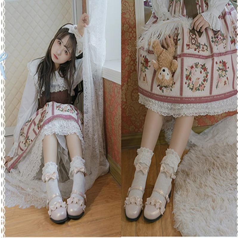 Sheep Puff~Mei Lulu~Lolita Japanese Lace Single Shoes   