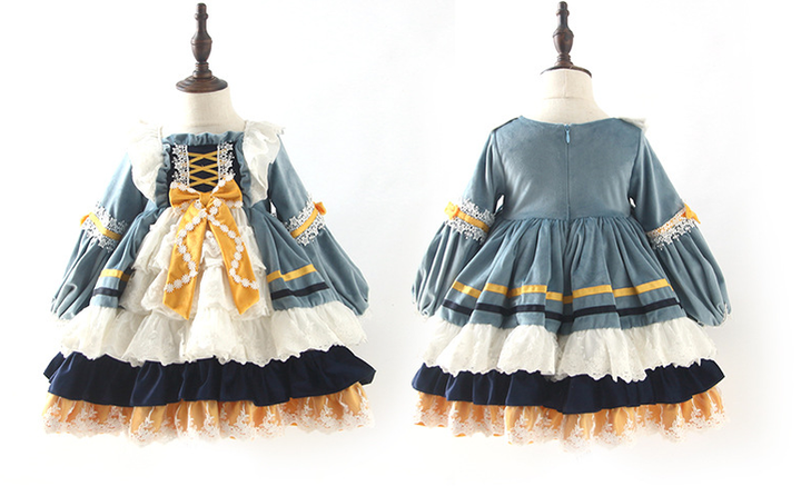 Kid Lolita Blue Princess Dress Flounce Hemline   