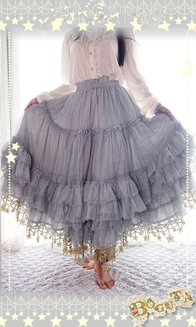 Boguta - Starry Night - 60/70/80cm A-line Lolita Petticoat length 70cm grey