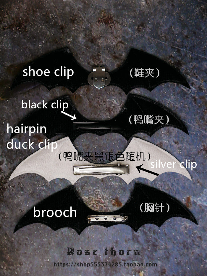 Rose Thorn - Multicolors Gothic Lolita Little Bat Brooch Hairpin Please leave a message if you need a shoe clip or brooch