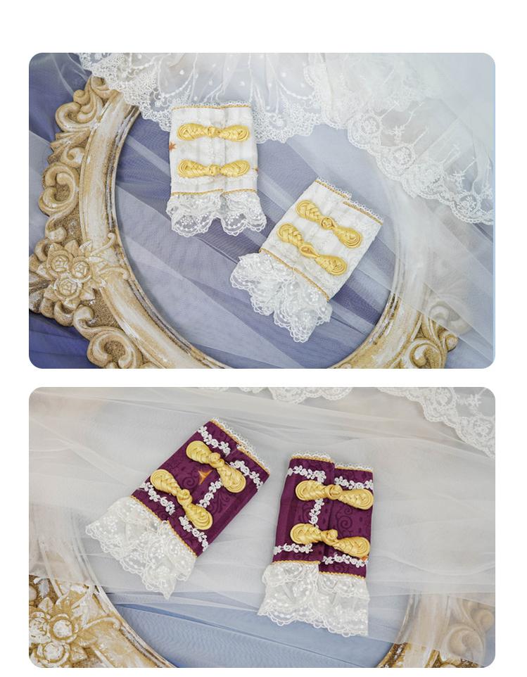 NyaNya - Bright Moon On The Sea - Lolita Headdress and Accessories calico knot button cuffs(a pair)- blue