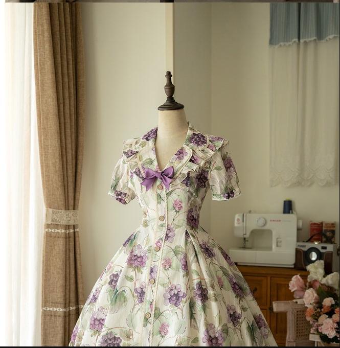 Forest wardrobe~Forest Small Grape~Retro Lolita Summer Dress