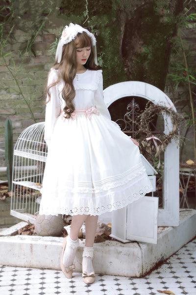 Beleganty ~ Doll's Wish~Pure White Long Lolita Dress S long sleeve (98cm) 