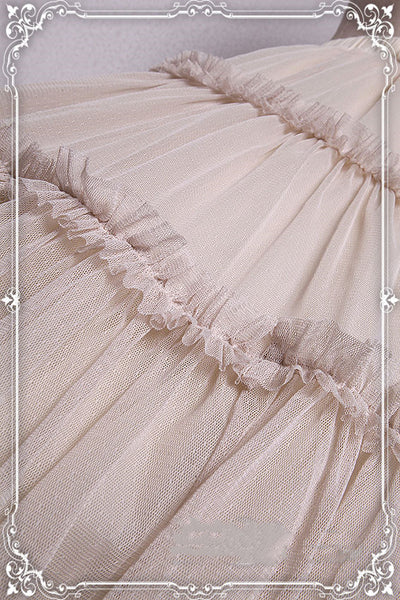 Krad Lanrete~Elegant Long and Short Lolita Petticoat Free size gauze SK (short version)-ivory color 