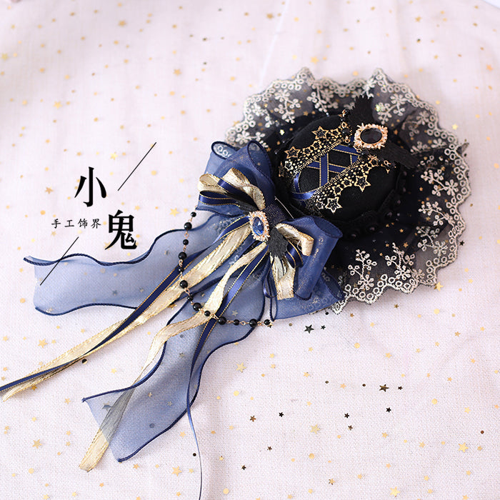 Xiaogui~Luxury Lolita Headdress Accessories free size bow top hat (bow is detachable) 