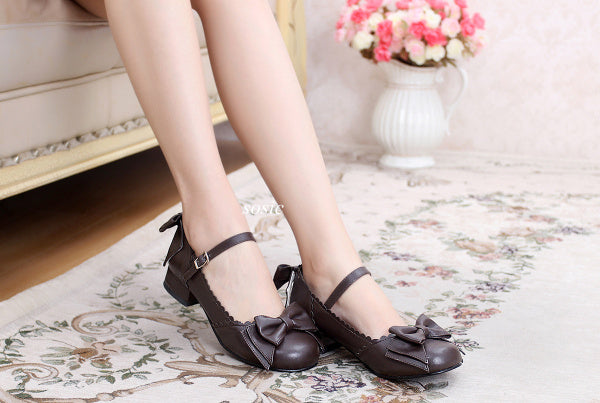 Sosic - Round Toe Lolita Shoes Sweet Bow Design Size 33-41
