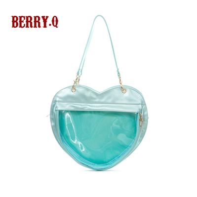 BerryQ~Casual lolita Ita Bag Transparent Heart-shaped Daily Bag pearized blue  