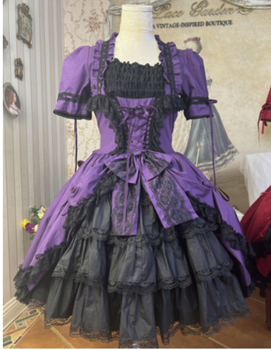 Lace Garden~Miss Rella~Vintage Retro Lolita OP Dress purple XS 