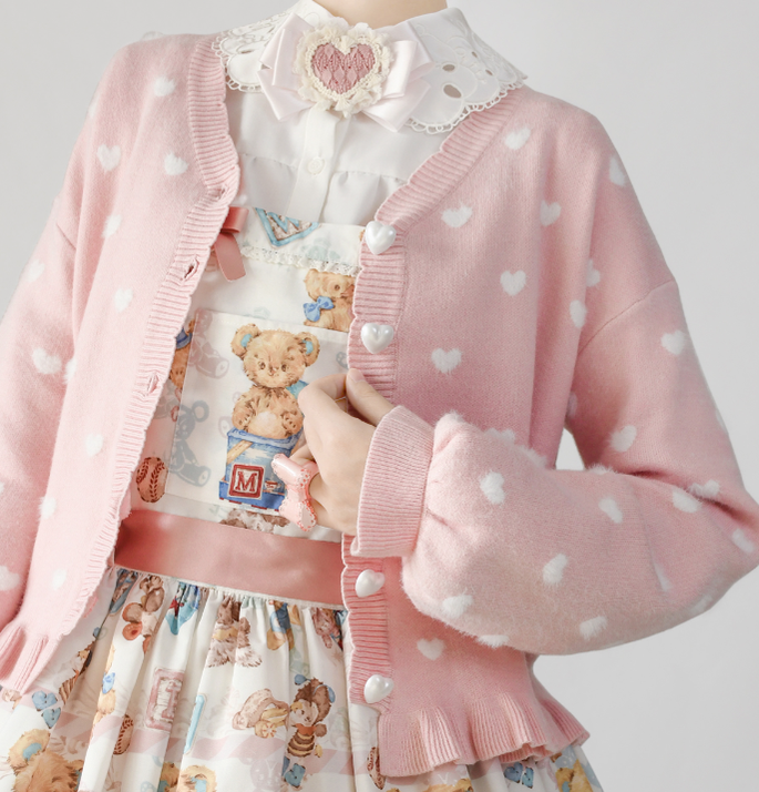 MIST~Little Heart~Sweet Lolita Thick Cardigan Sweater Coat   