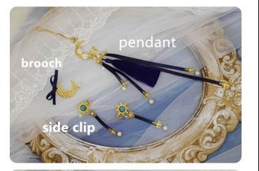 NyaNya - Bright Moon On The Sea - Lolita Headdress and Accessories moon Luxury four-piece set- blue